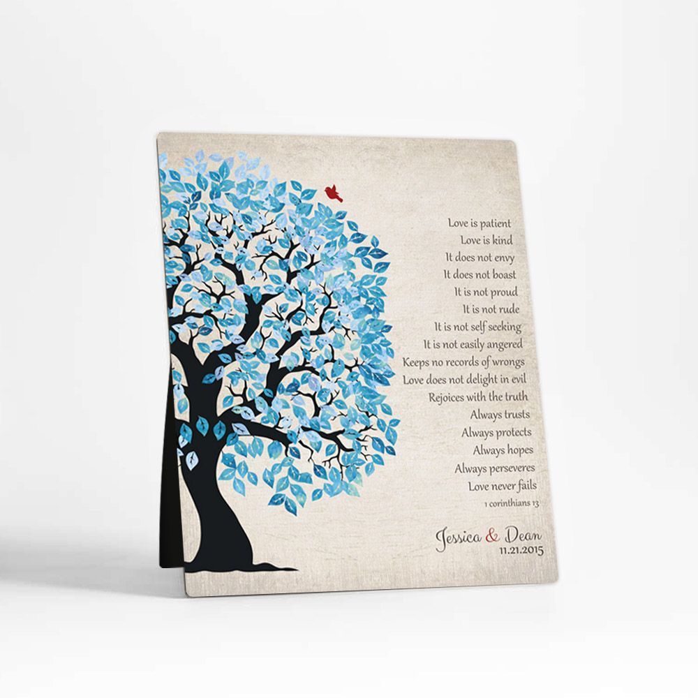 Half Artful Tree 10th Anniversary Desktop Plaque Gift for Couple D-1280