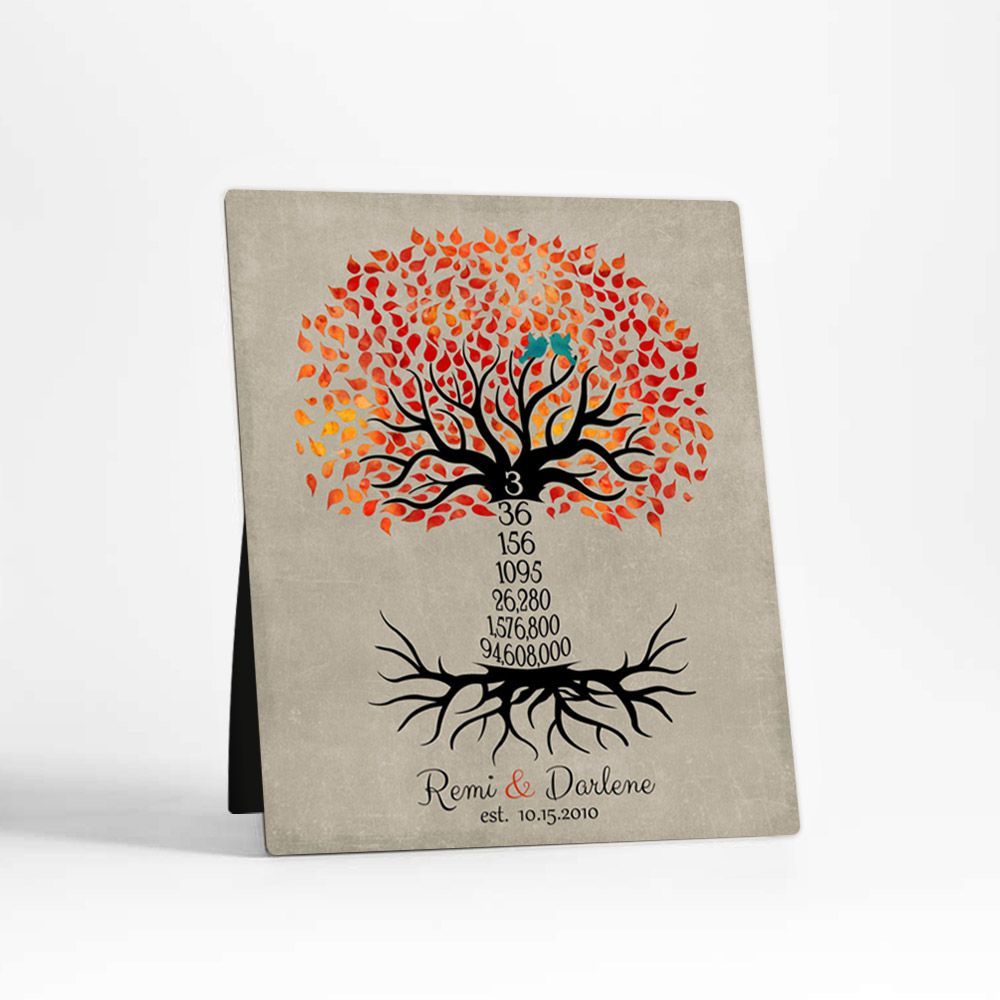 Countdown Tree 3rd Anniversary Desktop Plaque Gift for Couple D-1432