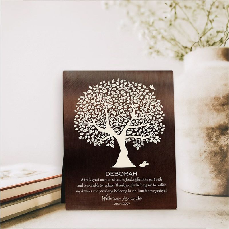 #1 Best Seller - Bronze Olive Tree Leadership Appreciation Desktop Plaque Gift for Mentor D-1392