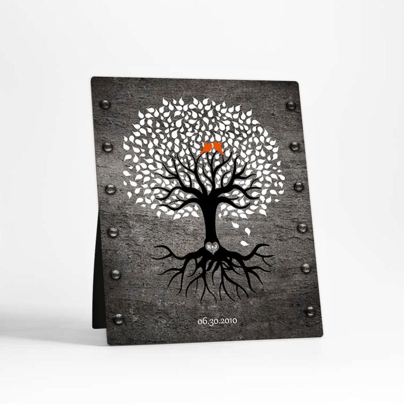 #1 Best Seller - Iron Tree with Roots 6th Anniversary Desktop Plaque Gift for Couple D-1373