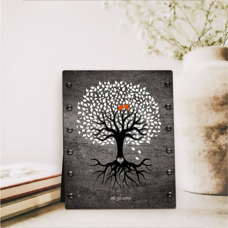 #1 Best Seller - Iron Tree with Roots 6th Anniversary Desktop Plaque Gift for Couple D-1373