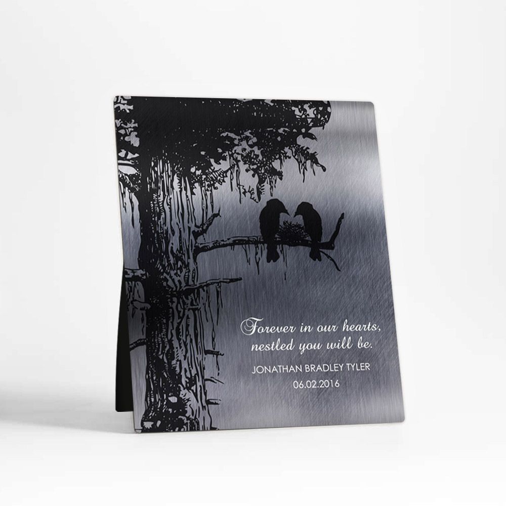 Tin Dark Sequoia Tree Memorial Desktop Plaque Gift for Bereaved Parents D-1356
