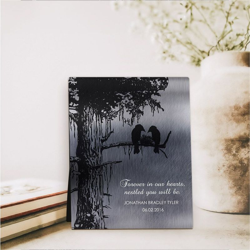 Tin Dark Sequoia Tree Memorial Desktop Plaque Gift for Bereaved Parents D-1356