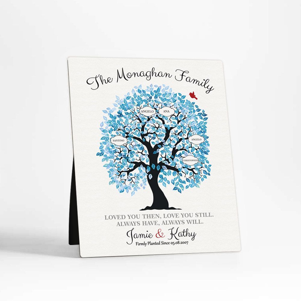 Artful Tree with Names 10th Anniversary Desktop Plaque Gift for Couple D-1343