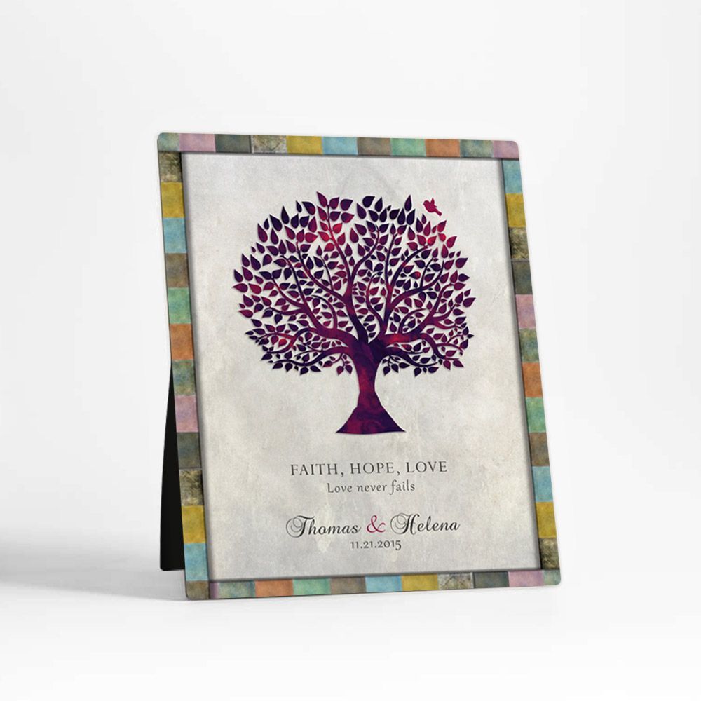 Purple Tree Silhouette Anniversary Desktop Plaque Gift for Couple D-1525
