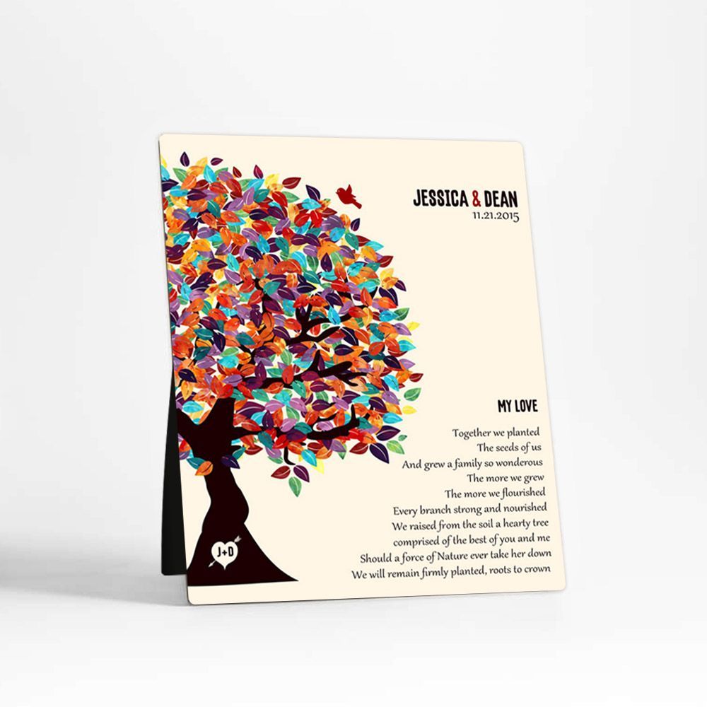 Half Spring Tree 10th Anniversary Desktop Plaque Gift for Couple D-1285