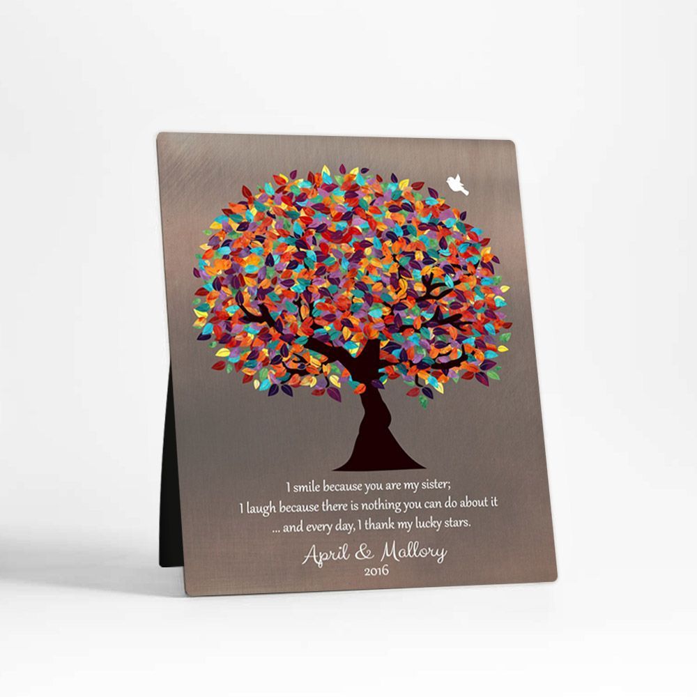 Bronze Colorful Spring Tree Family Appreciation Desktop Plaque Gift for Sister D-1395