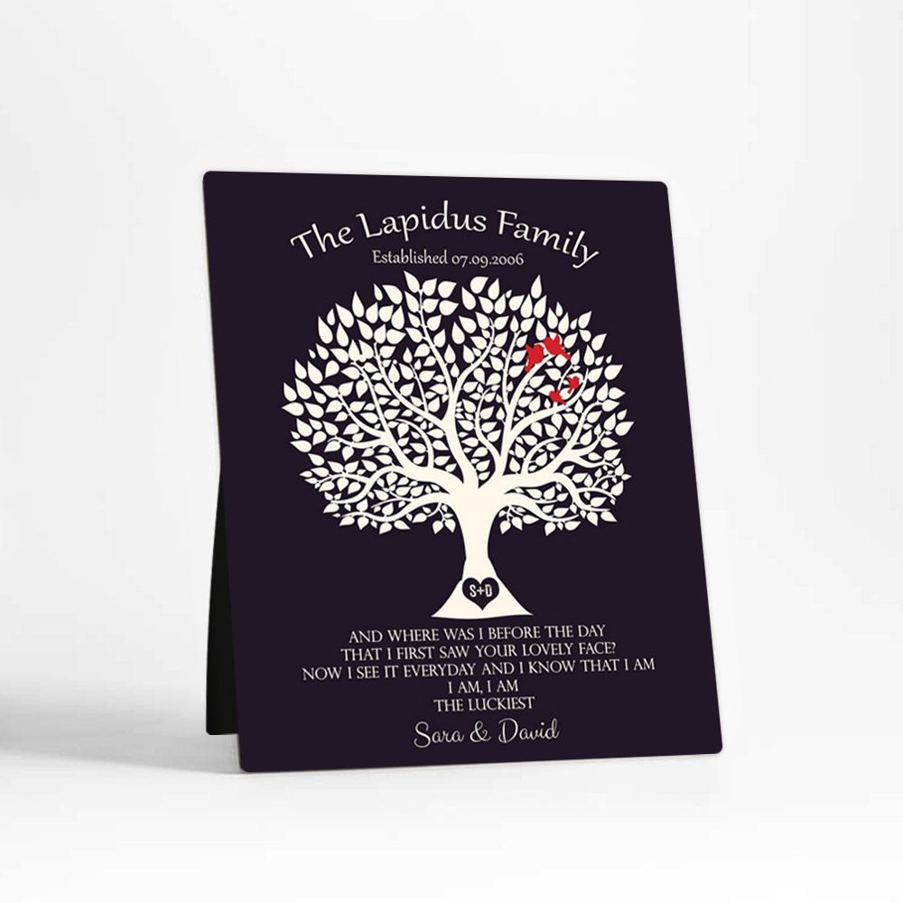 Tree Silhouette Anniversary Desktop Plaque Gift for Couple D-1358