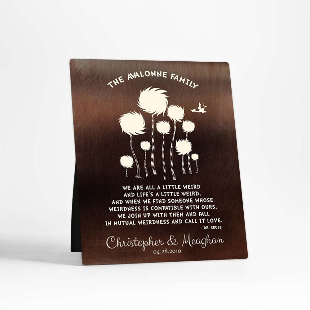 Bronze Cypress Tree 9th Anniversary Desktop Plaque Gift for Couple D-1471