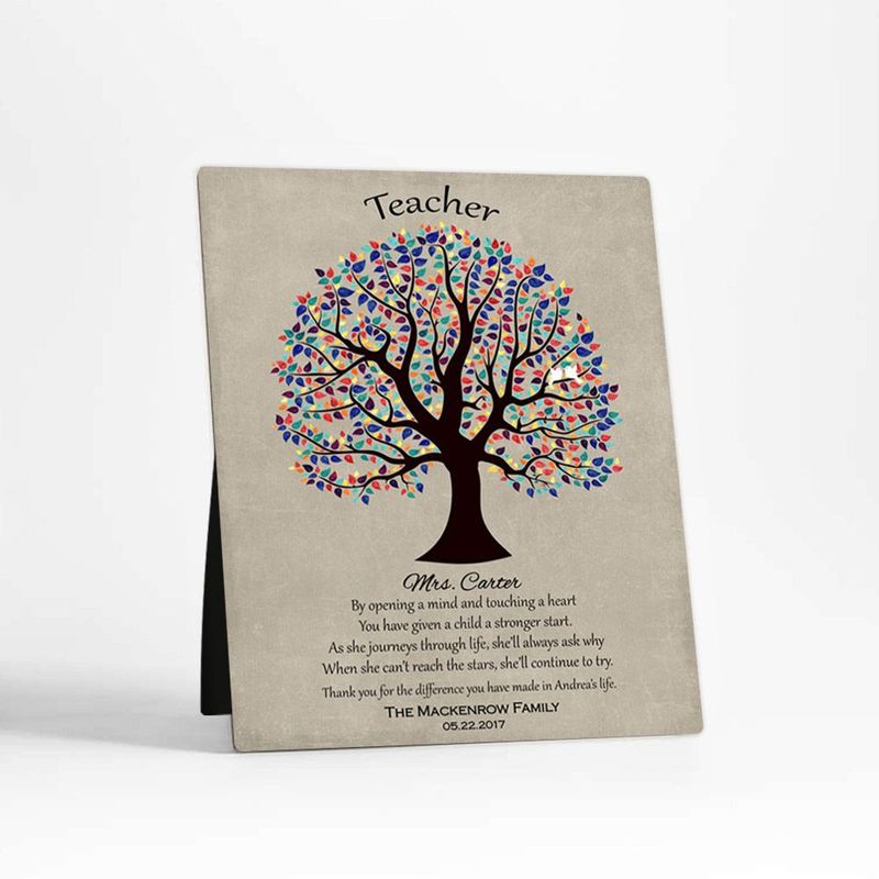 #1 Best Seller - Curly Tree Teacher Appreciation Desktop Plaque Gift for Educator D-1462