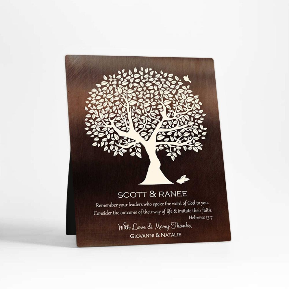 Bronze Tree Silhouette Leadership Appreciation Desktop Plaque Gift for Mentor D-1495