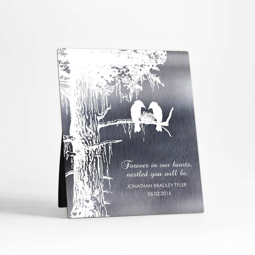 Tin White Sequoia Tree Memorial Desktop Plaque Gift for Bereaved Parents D-1353