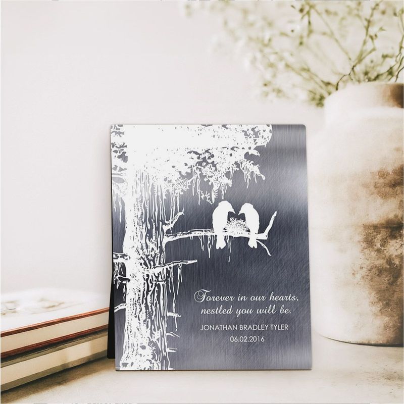 Tin White Sequoia Tree Memorial Desktop Plaque Gift for Bereaved Parents D-1353