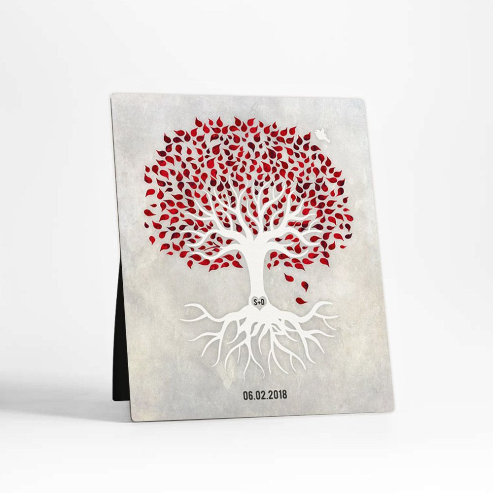 White Canopy Tree Anniversary Desktop Plaque Gift for Couple D-1533