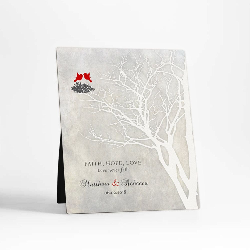 Branchy Tree Bird Nest Anniversary Desktop Plaque Gift for Couple D-1526