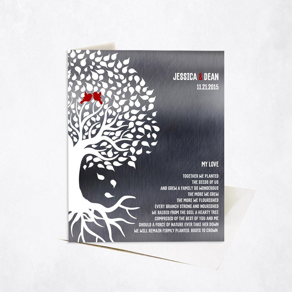 Tin Half Tree with Roots 10th Anniversary Card Gift for Couple C-1283