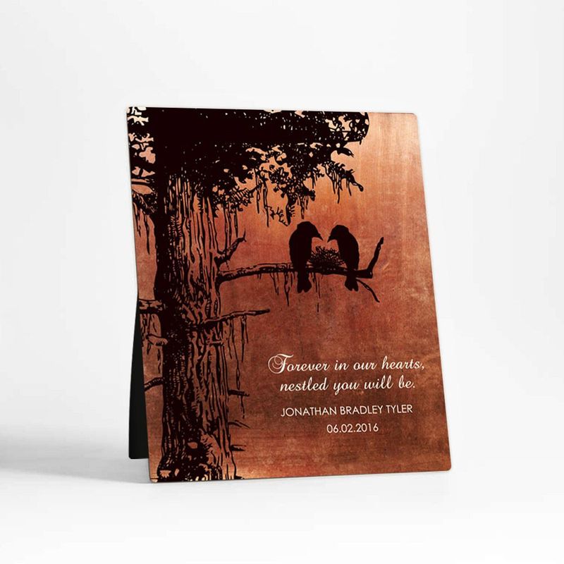 #1 Best Seller - Copper Dark Sequoia Tree Memorial Desktop Plaque Gift for Bereaved Parents D-1354