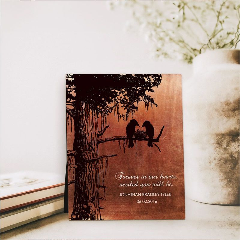 #1 Best Seller - Copper Dark Sequoia Tree Memorial Desktop Plaque Gift for Bereaved Parents D-1354