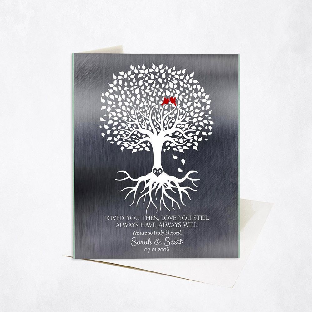 #1 Best Seller - Tin Tree with Roots 10th Anniversary Card Gift for Couple C-1371