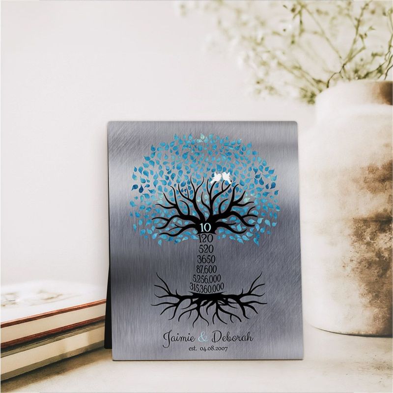 #1 Best Seller - Tin Countdown Tree 10th Anniversary Desktop Plaque Gift for Couple D-1440