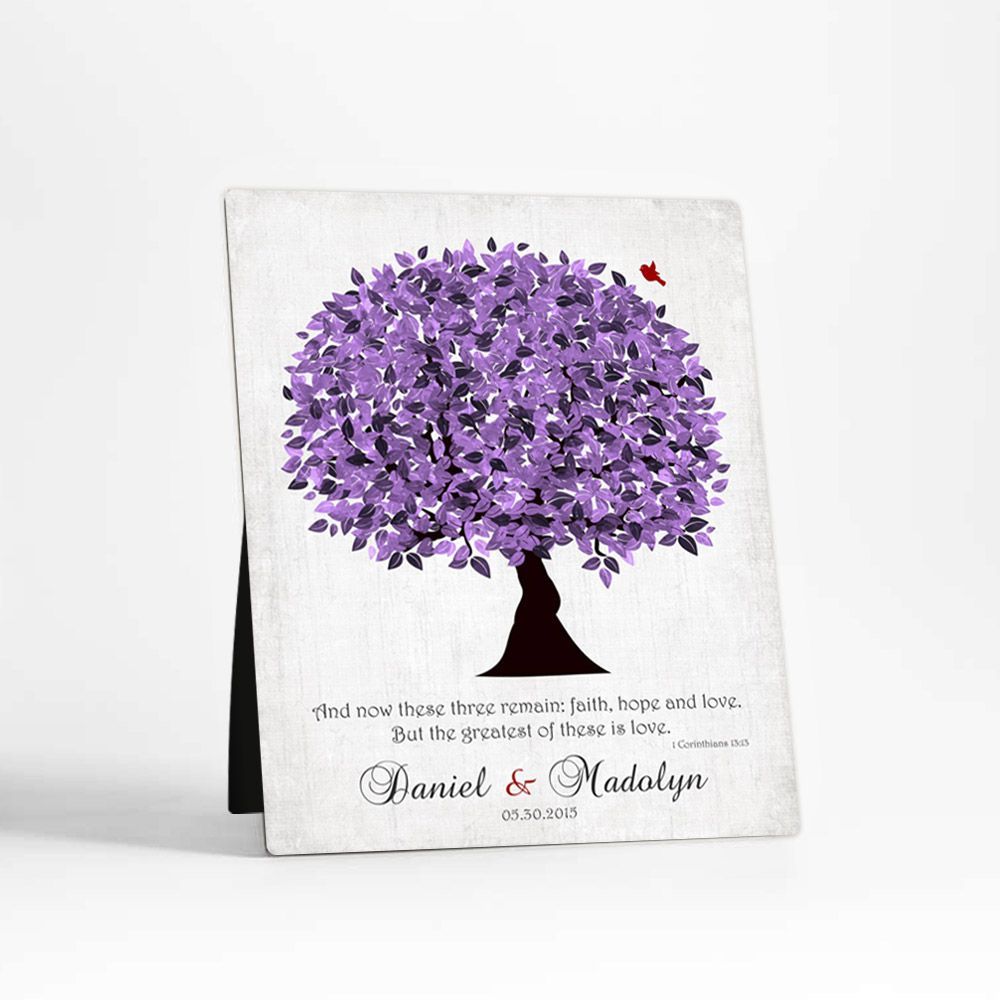 Purple Purple Tree 10th Anniversary Desktop Plaque Gift for Couple D-1476