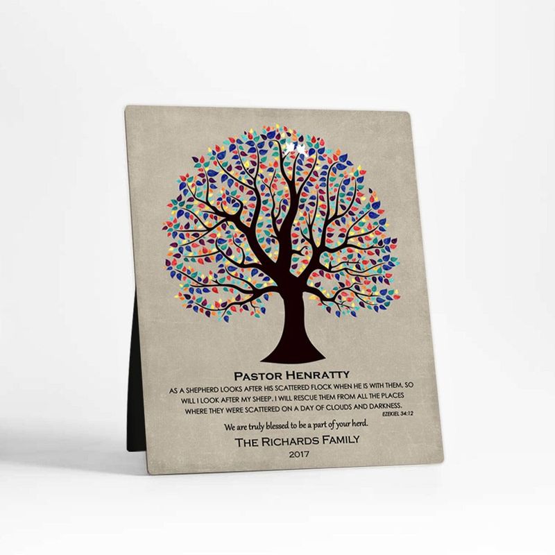 #1 Best Seller - Curly Tree Clergy Appreciation Desktop Plaque Gift for Pastor D-1464