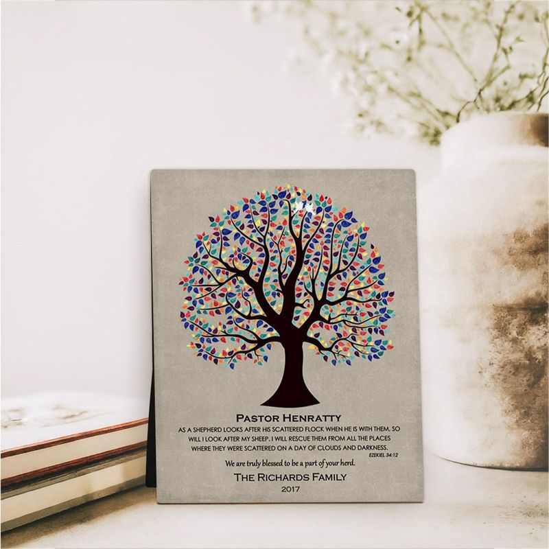 #1 Best Seller - Curly Tree Clergy Appreciation Desktop Plaque Gift for Pastor D-1464