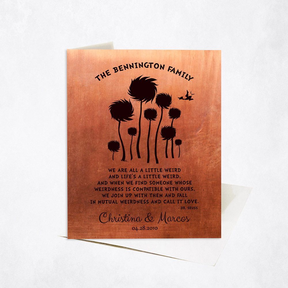 Copper Cypress Tree 7th Anniversary Card Gift for Couple C-1468