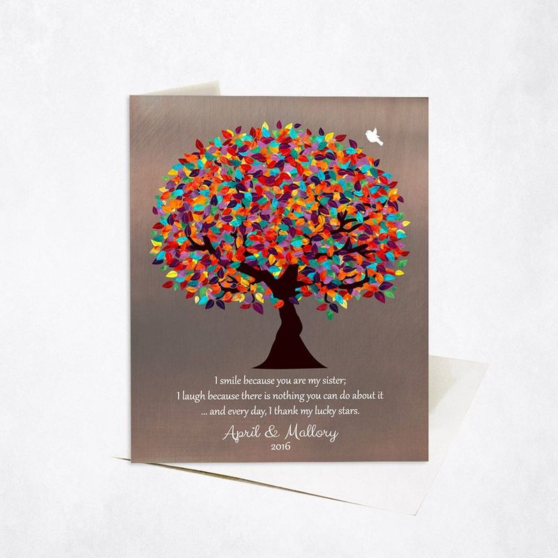 Bronze Colorful Spring Tree Family Appreciation Card Gift for Sister C-1395