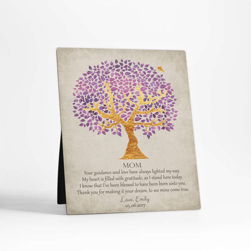 Purple And Gold Tree Family Desktop Metal Plaque For Mom D-1505