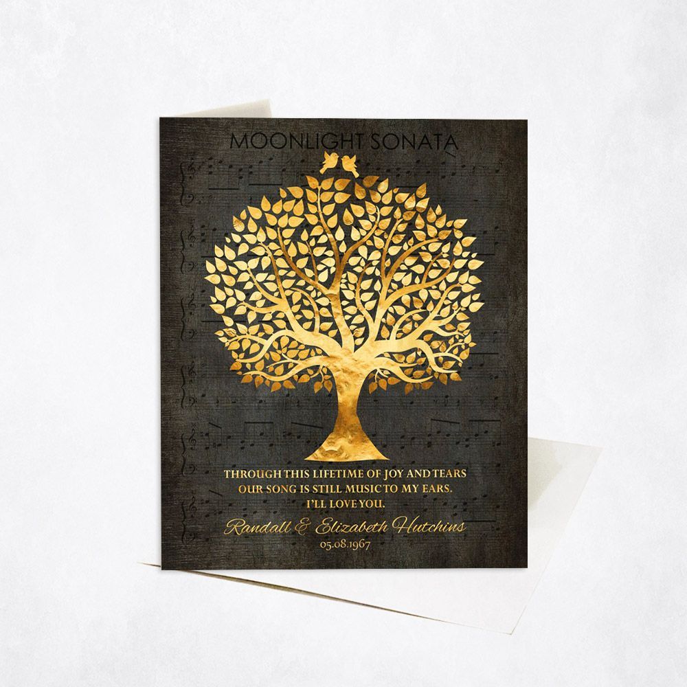 Tree Silhouette 50th Anniversary Card Gift for Couple C-1415