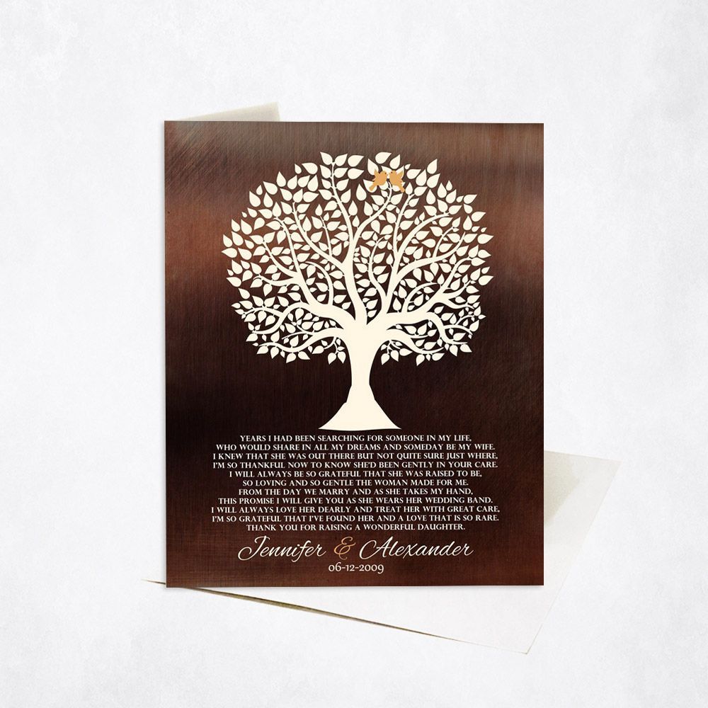 Bronze Tree Silhouette Wedding Card Gift for Mother Of The Bride C-1409