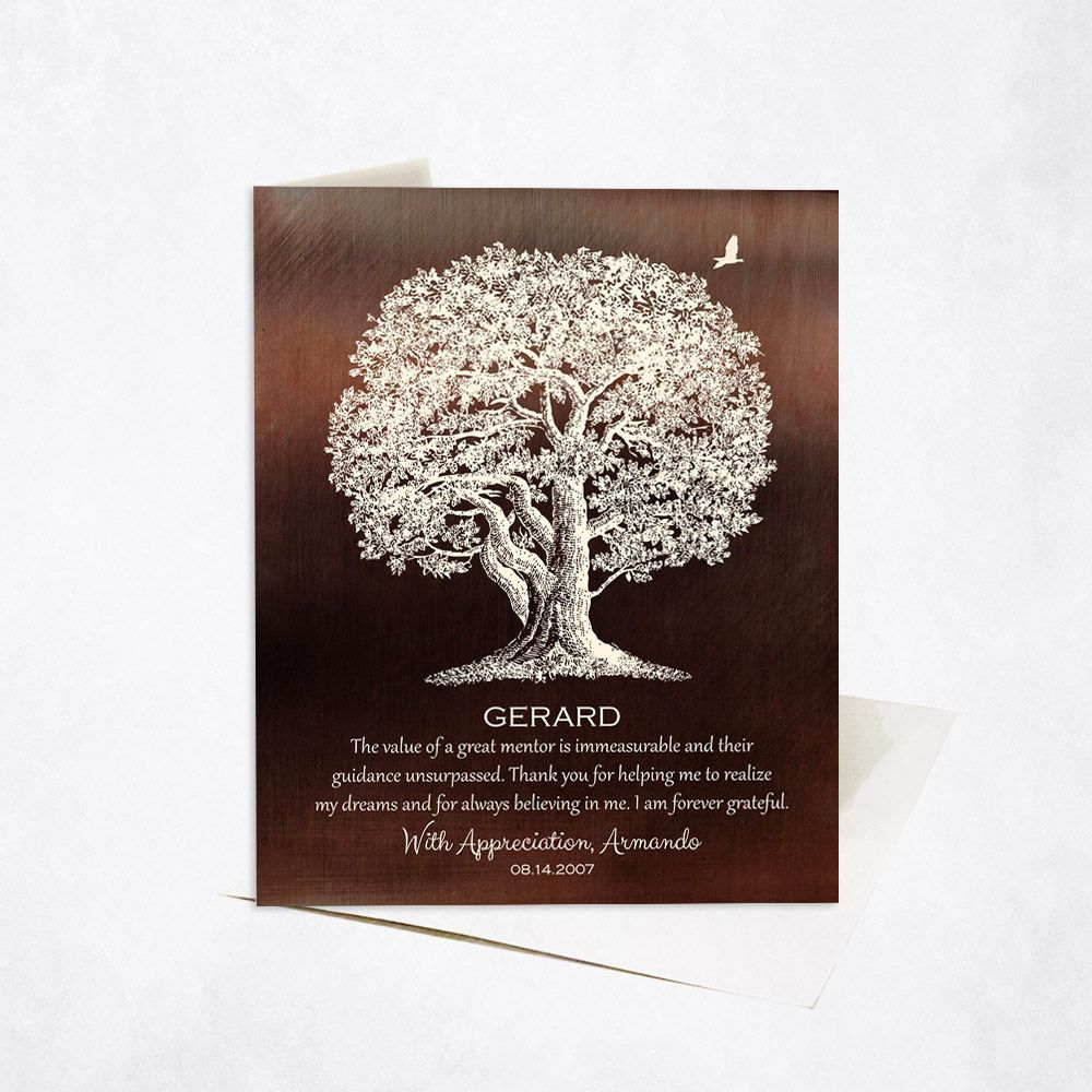 #1 Best Seller - Bronze Oak Tree Leadership Appreciation Card Gift for Mentor C-1397