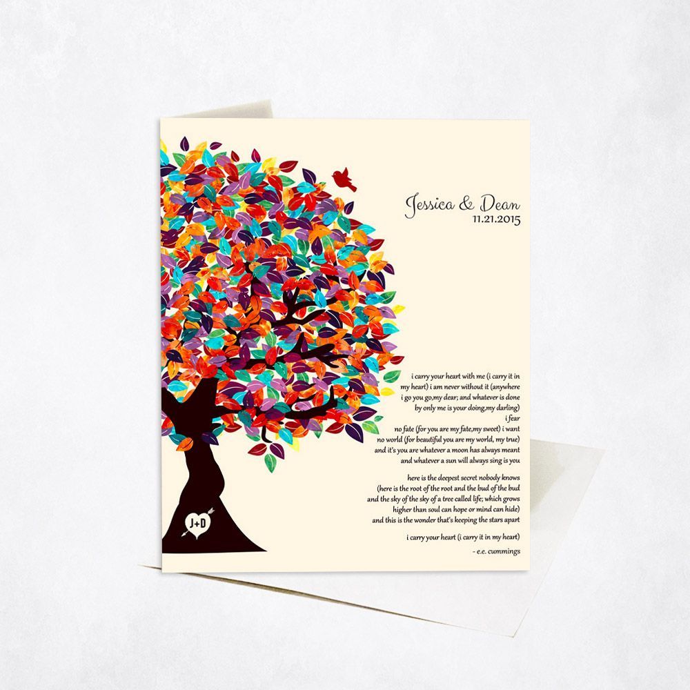 #1 Best Seller - Half Spring Tree 10th Anniversary Card Gift for Couple C-1287