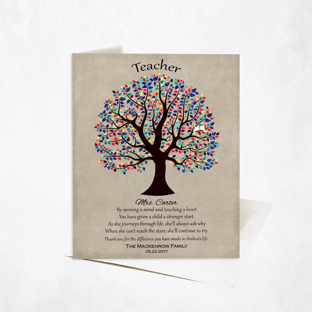 #1 Best Seller - Curly Tree Teacher Appreciation Card Gift for Educator C-1462