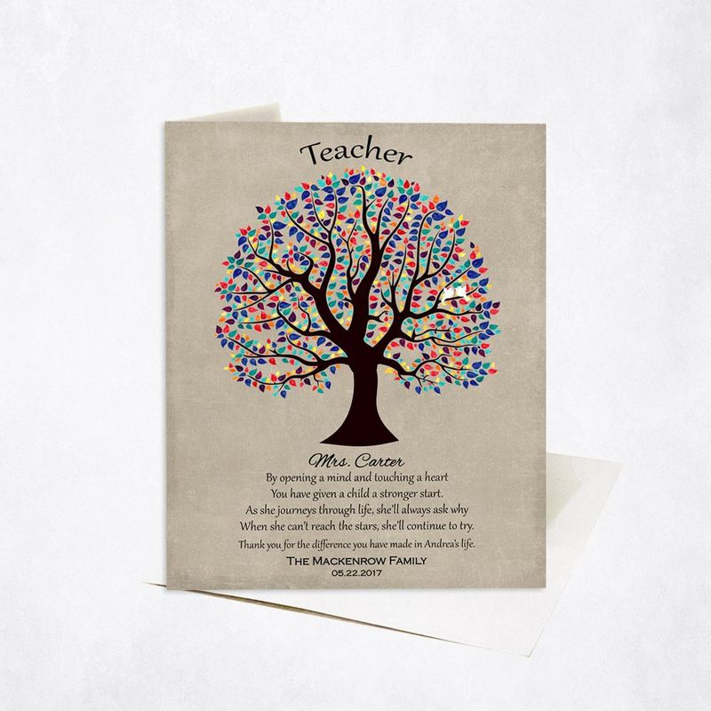 #1 Best Seller - Curly Tree Teacher Appreciation Card Gift for Educator C-1462