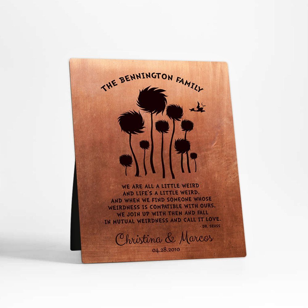 Copper Cypress Tree 7th Anniversary Desktop Plaque Gift for Couple D-1468