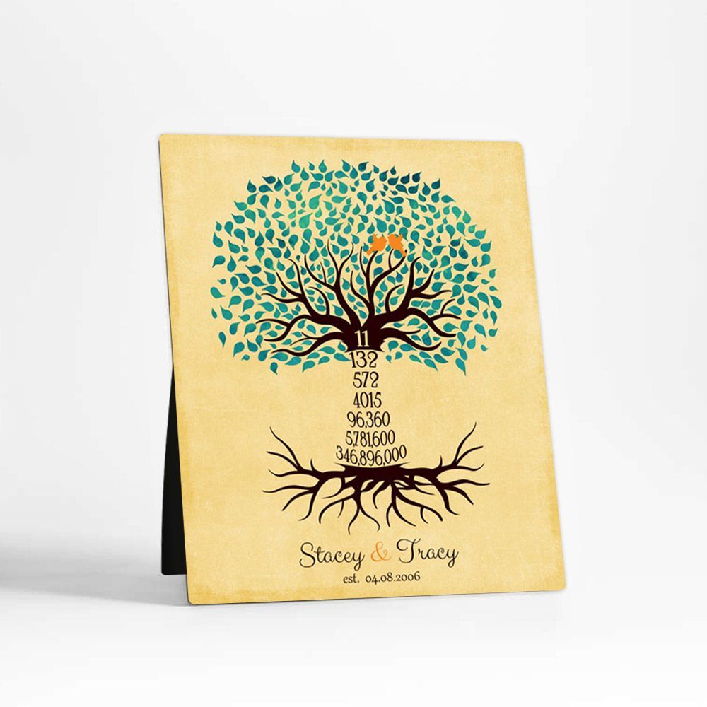 Countdown Tree 11th Anniversary Desktop Plaque Gift for Couple D-1441