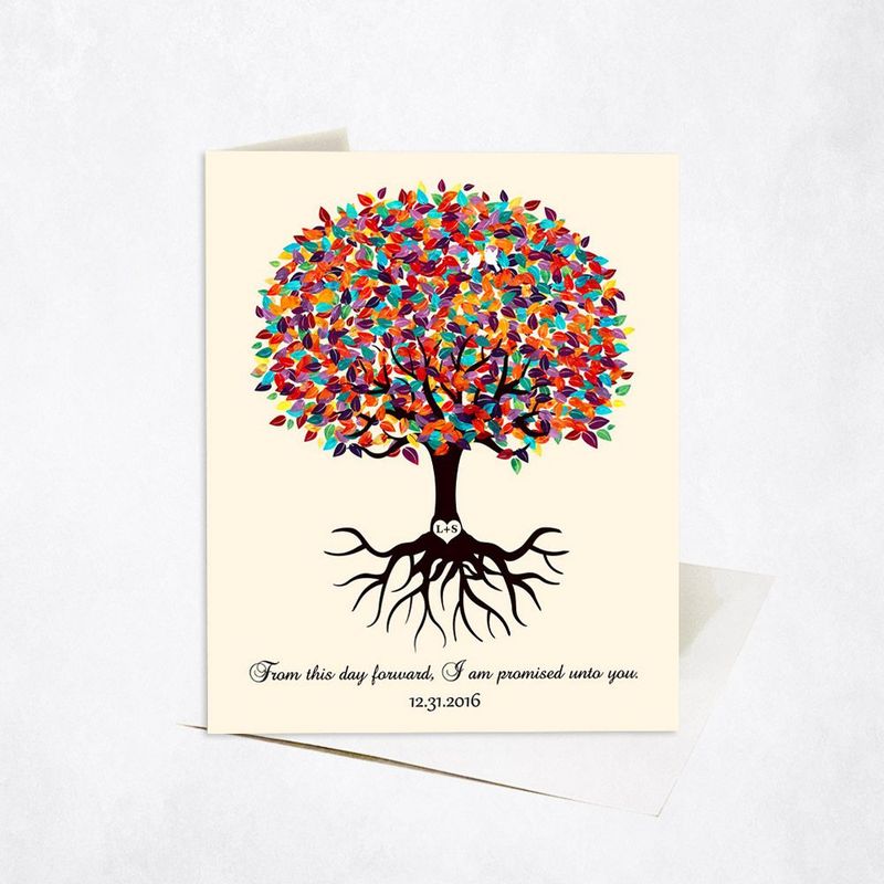 Colorful Tree with Roots Engagement Card Gift for Couple C-1425