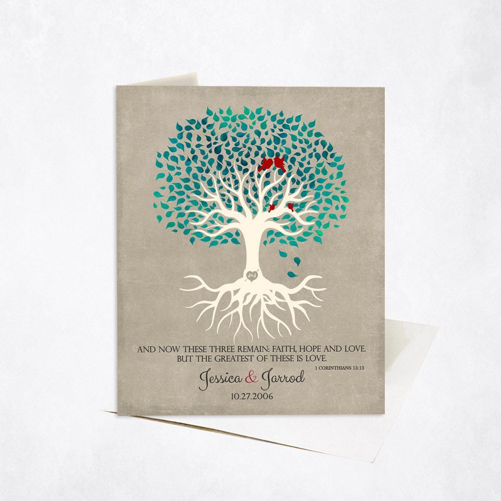 Green Canopy Tree Anniversary Card Gift for Couple C-1413