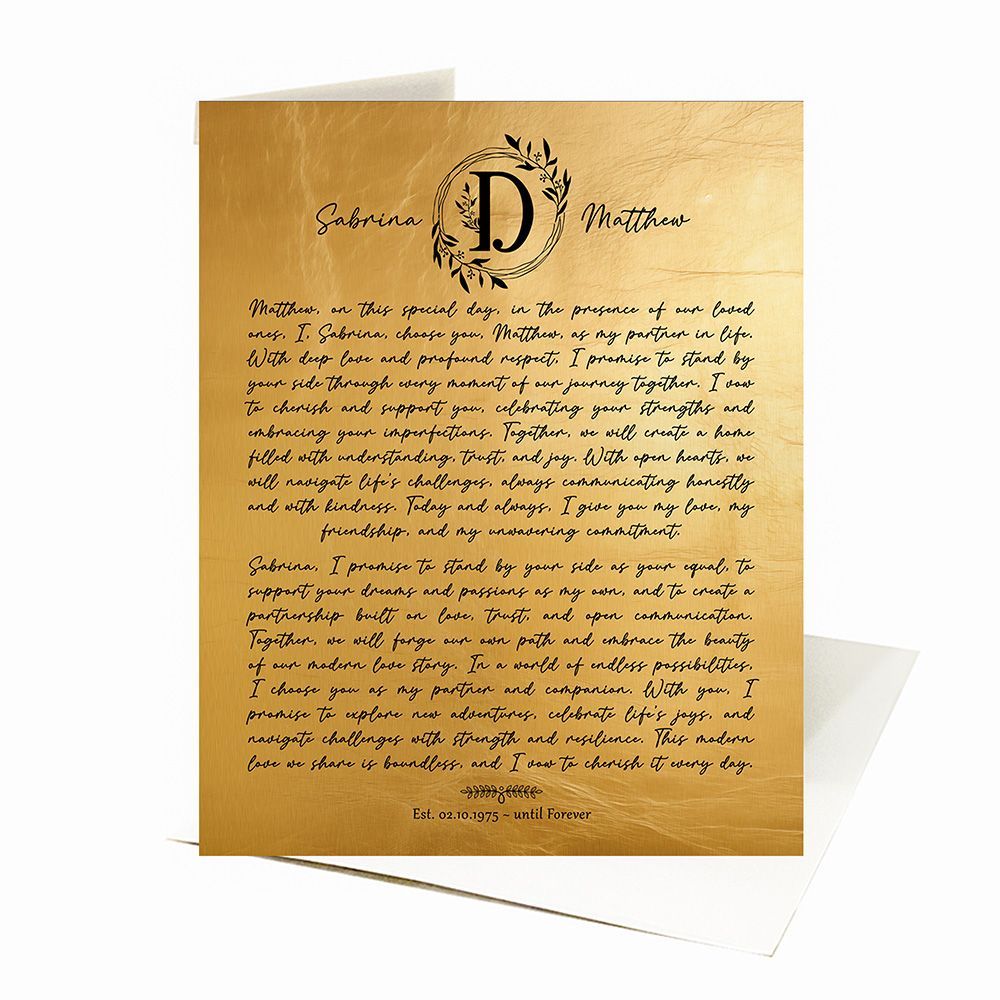 Gold Surname Monogram and History Housewarming Card Gift for Family C-2124