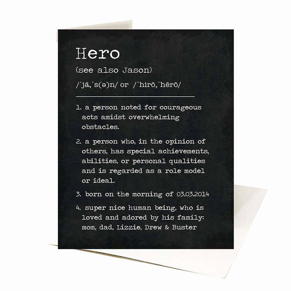 Hero Dictionary Definition Custom Name Birthday Card Gift for Son C-2166