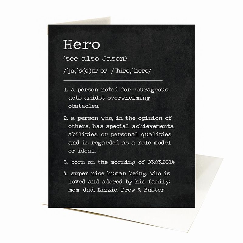 Hero Dictionary Definition Custom Name Birthday Card Gift for Son C-2166