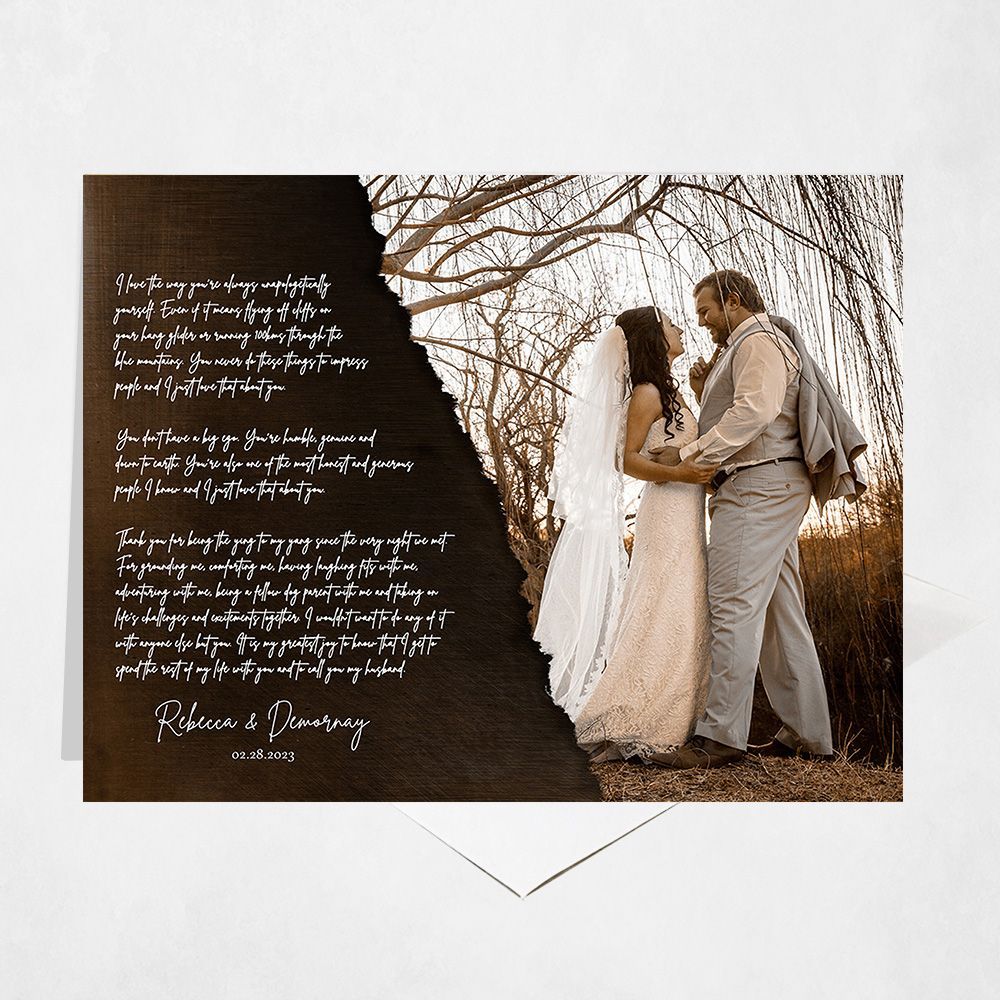 Bronze Wedding Photo and Vows 8th Anniversary Card Gift for Couple C-2156