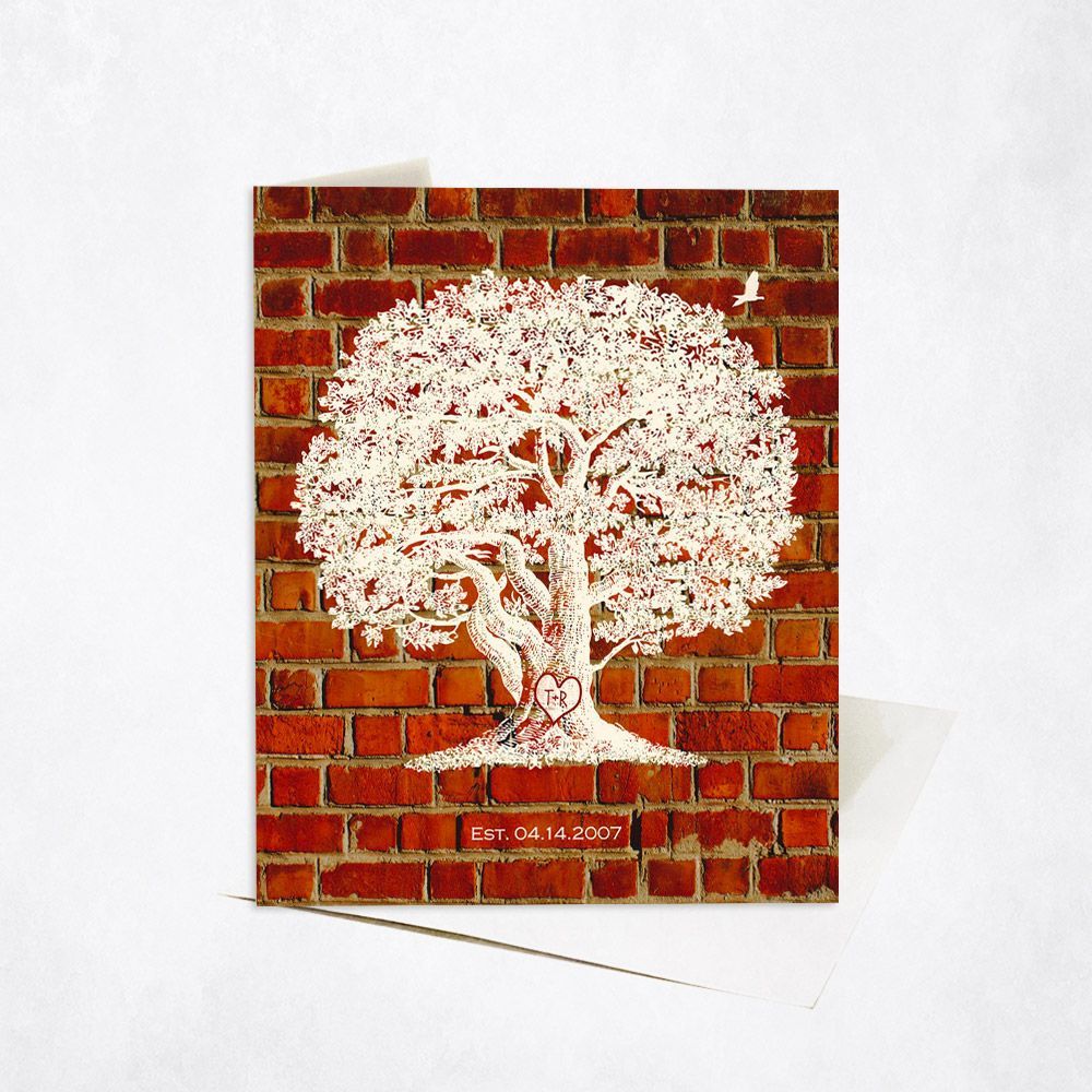Brick Oak Tree 8th Anniversary Card Gift for Couple C-1381