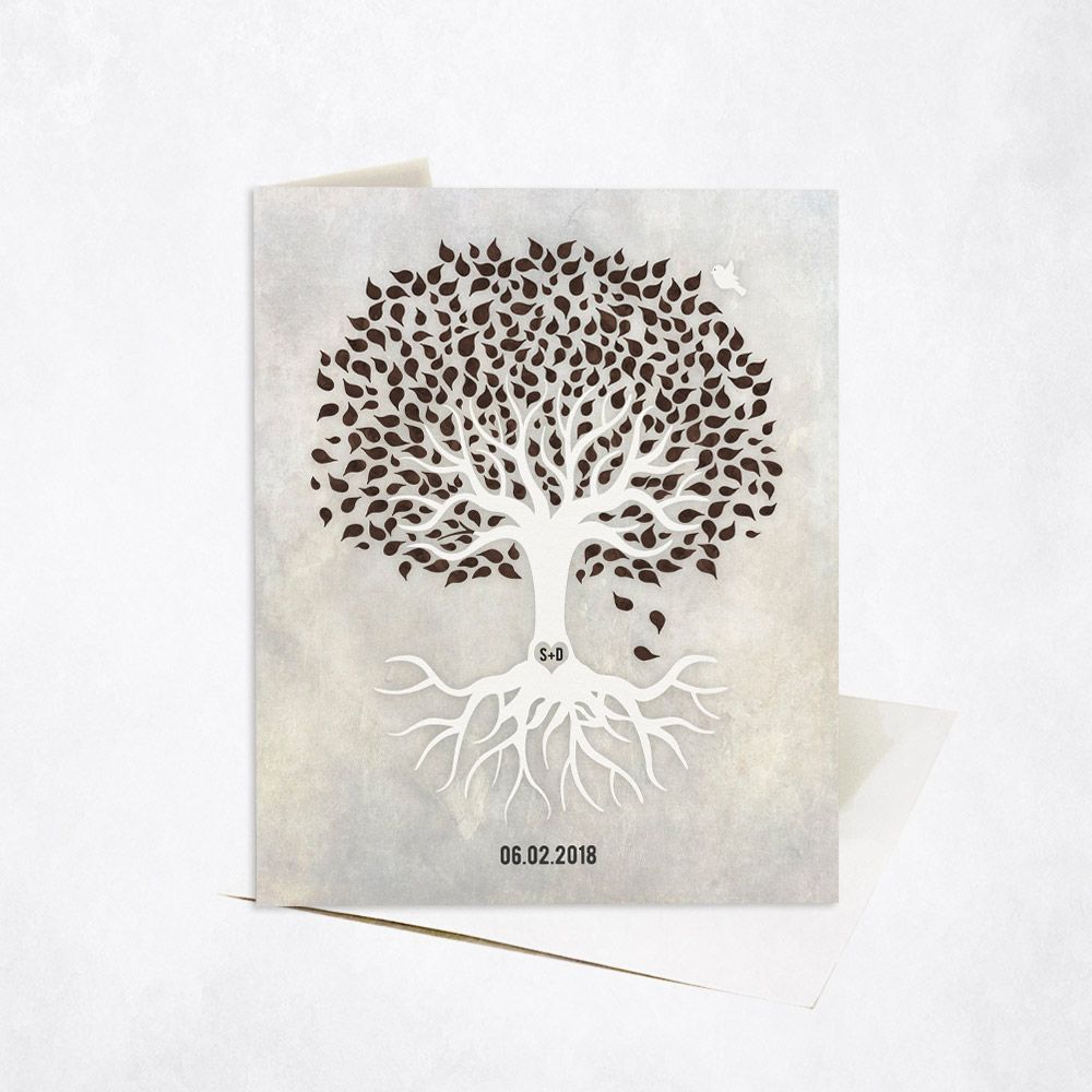 White Canopy Tree Anniversary Card Gift for Couple C-1535