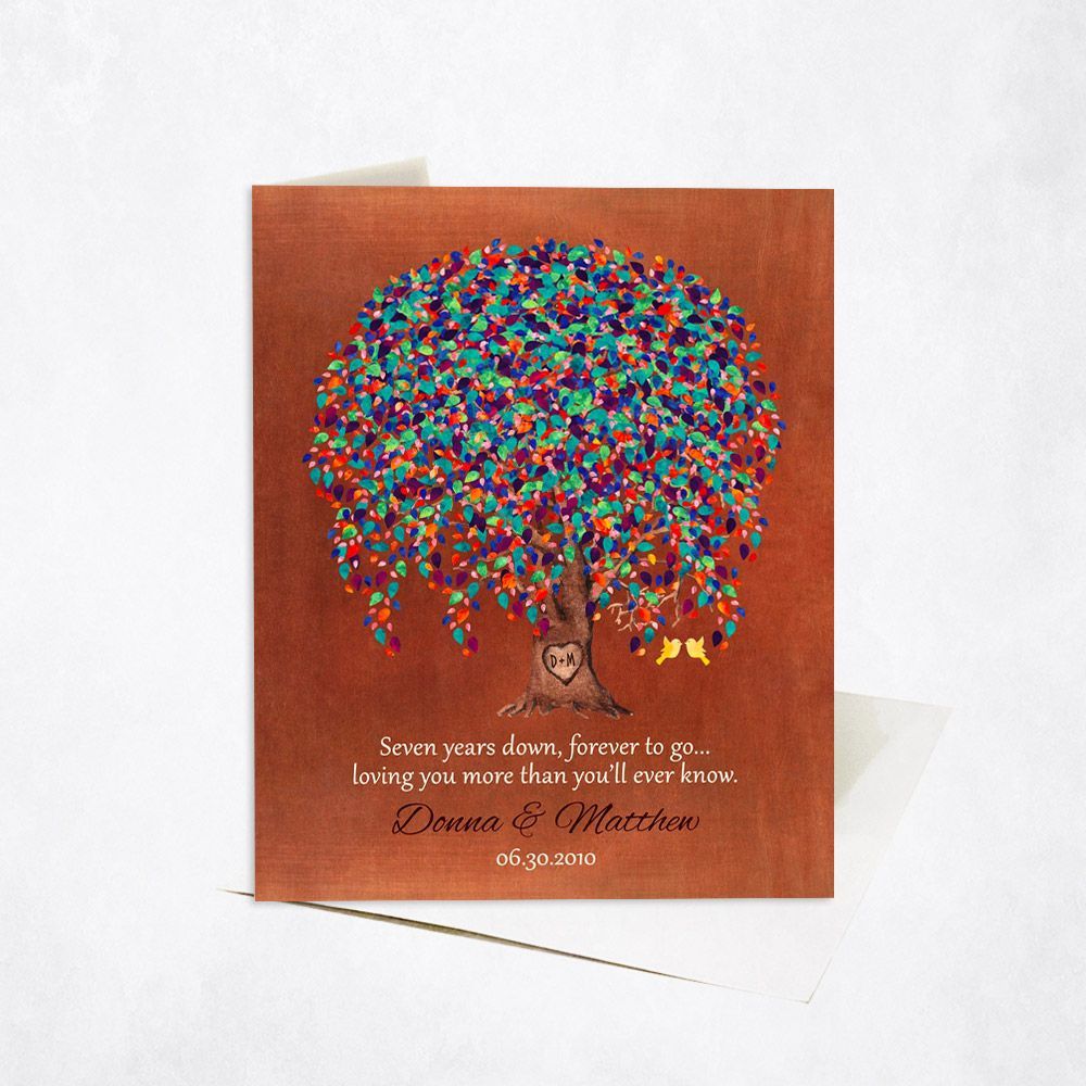 #1 Best Seller - Copper Willow Tree 7th Anniversary Card Gift for Couple C-1513
