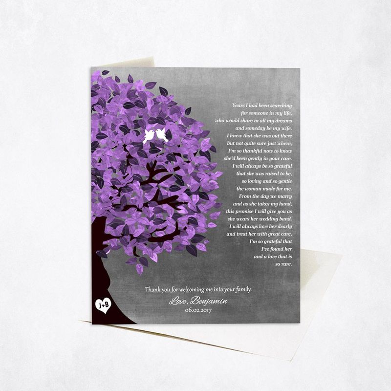 Half Purple Tree Wedding Card Gift for Mother Of The Bride C-1486