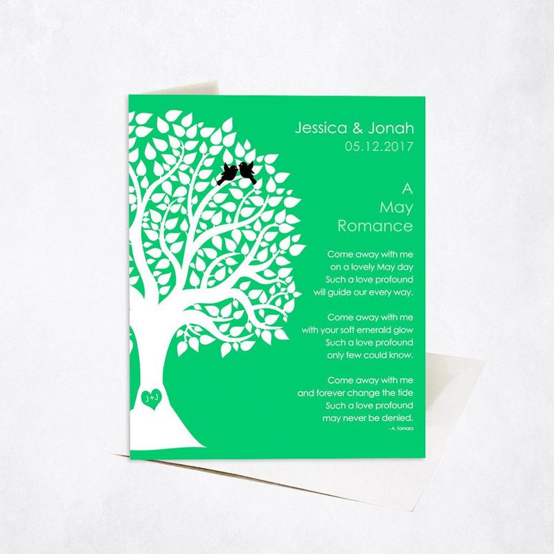 Half Silhouette Tree Engagement Card Gift for Couple C-1705