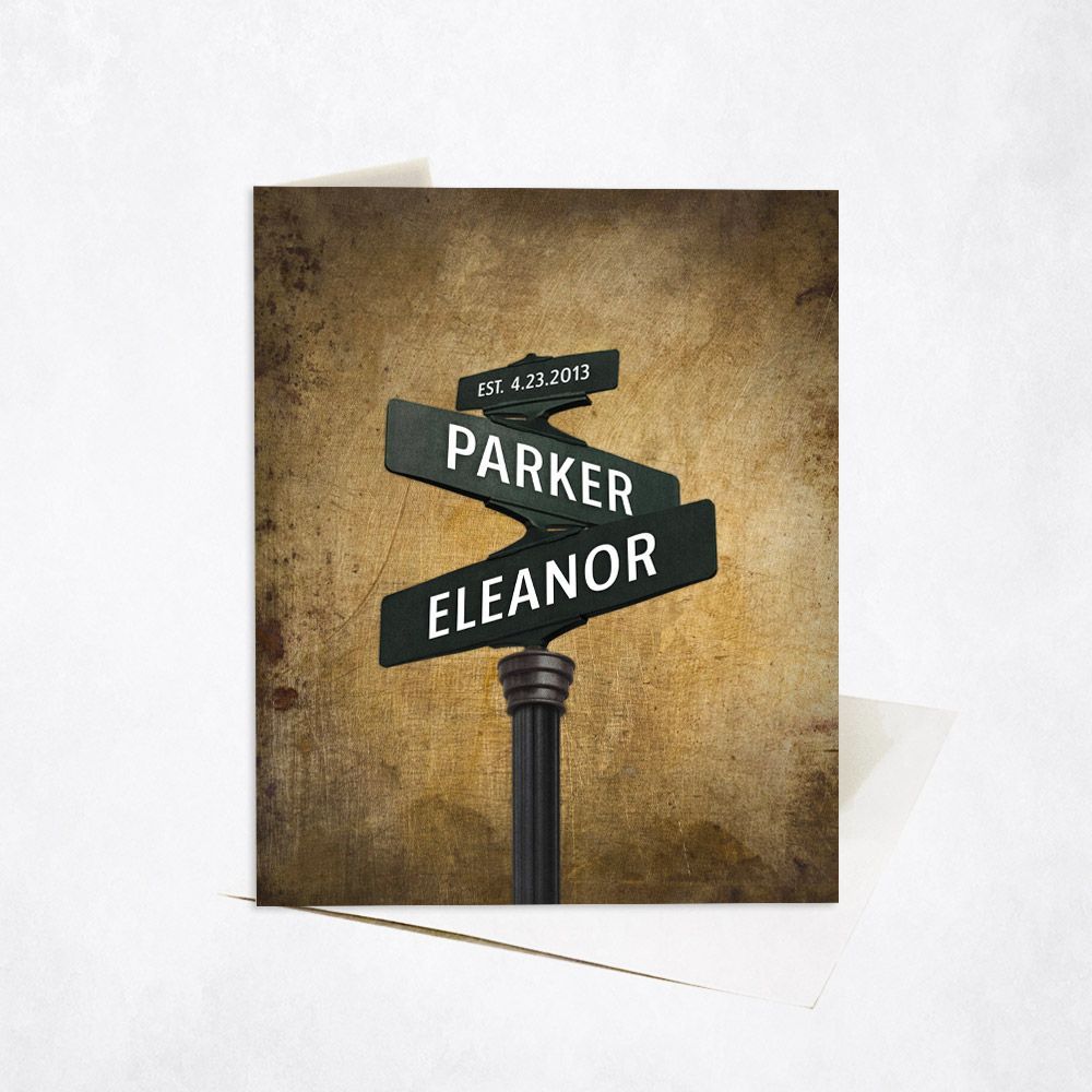 Brass Crossroads Signpost 21st Anniversary Card Gift for Couple C-1945